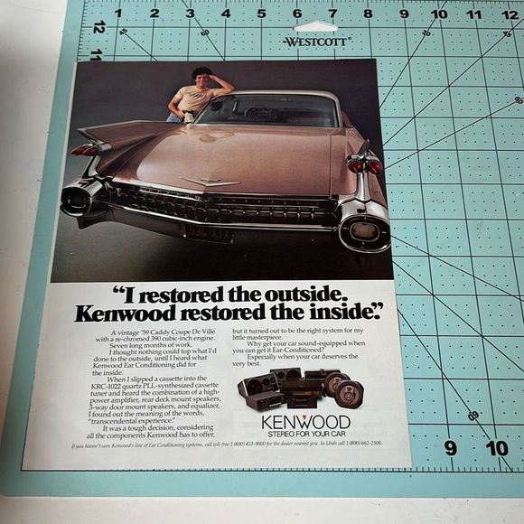 1983 1959 Cadillac Coupe Deville Kenwood Vintage Original Print Ad Advertisement - Picture 1 of 1